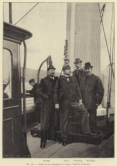 Andree und seine Reisegefährten an Bord der Svensksund von French School