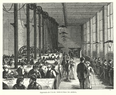 Lehrlinge in den Werkstätten der Ecole Diderot in Paris, Frankreich von French School