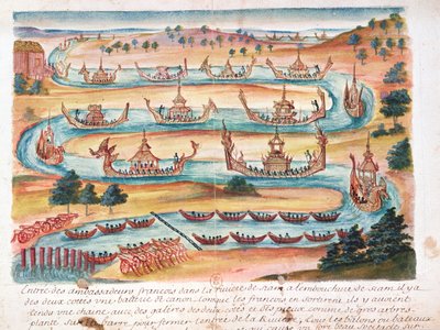 Ankunft der französischen Botschafter in Siam, aus einem Bericht der Jesuiten in Siam, 1688 von French School