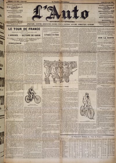 Artikel über die Ankunft der ersten Tour de France - in „L