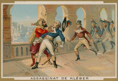 Ermordung von Jean-Baptiste Kléber, Kommandeur der französischen Truppen in Ägypten, Kairo, 1800 von French School