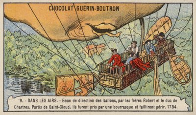 Versuch der Gebrüder Robert und des Herzogs von Chartres, einen Ballon zu steuern von French School