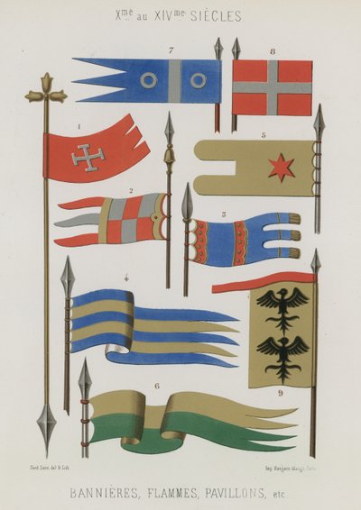 Banner, Streamer, Flaggen des 10. bis 14. Jahrhunderts von French School