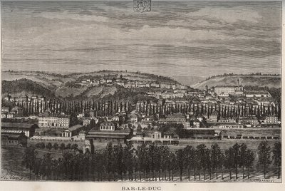 Bar-le-Duc - Departement der Meuse - Gravur in „La France illustrée: Geographie, Geschichte, statistische Verwaltung“ von V.A. Malt-Brown. 1884 von French School