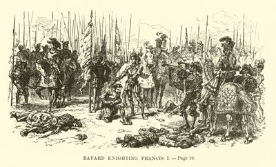 Bayard schlägt Franz I. zum Ritter von French School