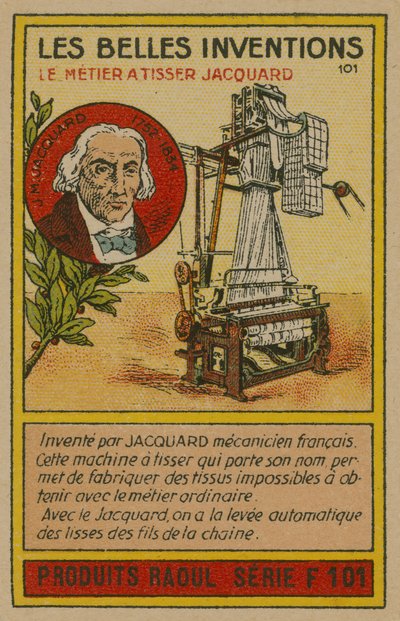 Schöne Erfindungen Karte, Jacquard-Webstuhl von French School