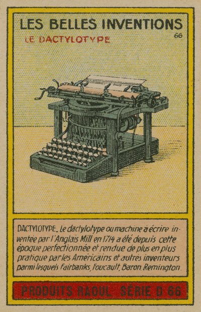 Karte der schönen Erfindungen, Schreibmaschine von French School