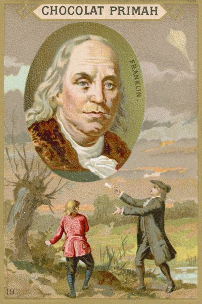 Benjamin Franklin, amerikanischer Wissenschaftler, Erfinder und Politiker von French School