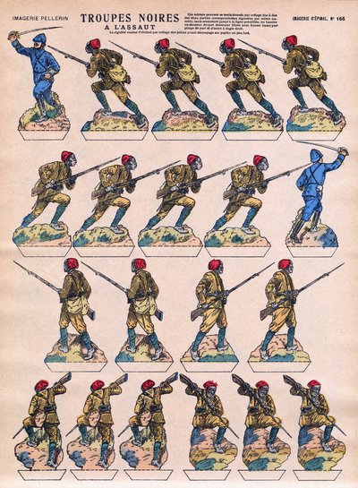 Schwarze Truppen stürmten in die französische Armee aus afrikanischen Kolonien. Bild von Epinal, Anfang des 20. Jahrhunderts von French School