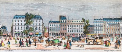 Boulevard Poissonnière Südseite - Rue du Sentier - Rue Saint Fiacre - Gravur in „Tableau-de-Paris“ von Edmond Texier 1852 von French School