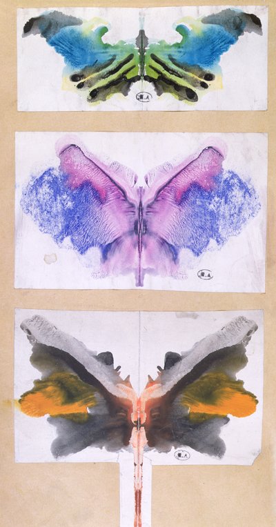 Schmetterlinge aus gefaltetem, farbigem Papier, verwendet in einem Gesellschaftsspiel von French School