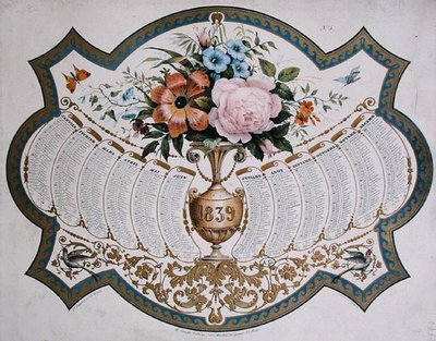Kalender für 1839, graviert von Godefroy Engelmann, ca. 1838 von French School