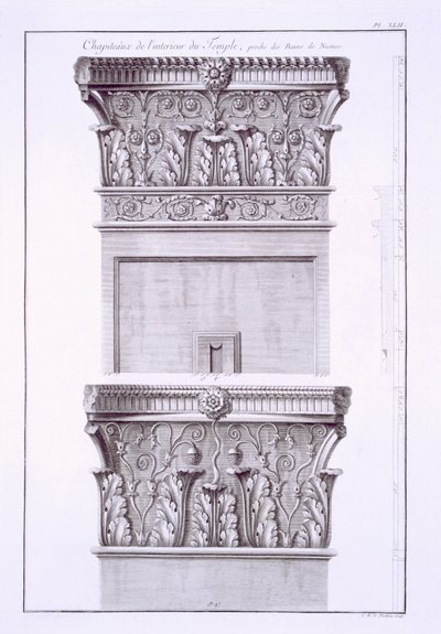 Kapitäle vom Tempel in der Nähe der römischen Bäder, Nîmes von French School