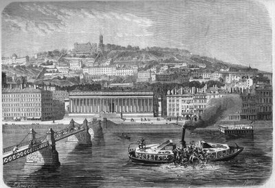 Kentern des Dampfschiffs "Fly Nr. 4" auf der Saône in Lyon (Rhone, 69), 10. Juli von French School