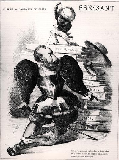 Karikatur von Jean Baptiste François Bressant (1815-86) als Don Carlos in 