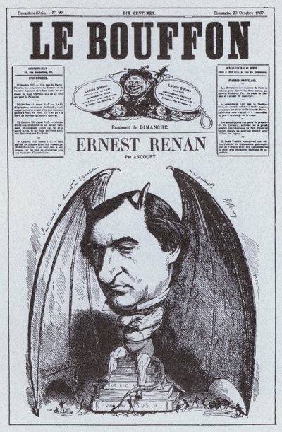 Karikatur des französischen Philosophen Ernest Renan von French School