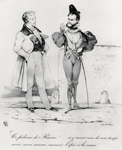 Karikatur der romantischen Dramen zur Zeit von Hernani von Victor Hugo (1829) von French School