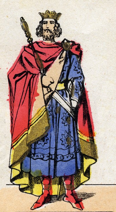 Karolingische Dynastie: Porträt von Lothaire (941-986), König der Franken von 954 bis 986. Epinal-Bildgebung aus dem späten 19. Jahrhundert. Private Sammlung. von French School