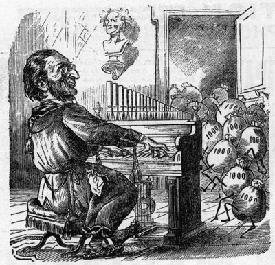 Karikatur des deutschen Komponisten Richard Wagner (1813-1883) von French School