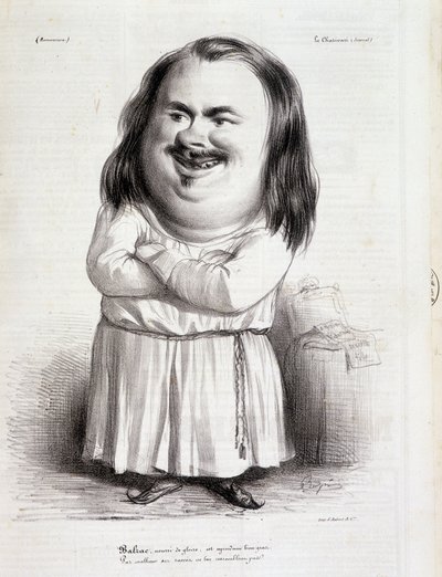 Karikatur von Honore de Balzac (1799-1850) und Mönch - in „Charivari“ vom 12.10.1838 B.H.V.P. von French School