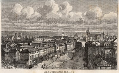 Champagne-Ardenne, Marne (51), Châlons-sur-Marne (heute Châlons-en-Champagne) - Gravur in „France Illustrée: Geographie, Geschichte, Verwaltung, Statistik“ von V.A. Malt-Brown. 1884 von French School