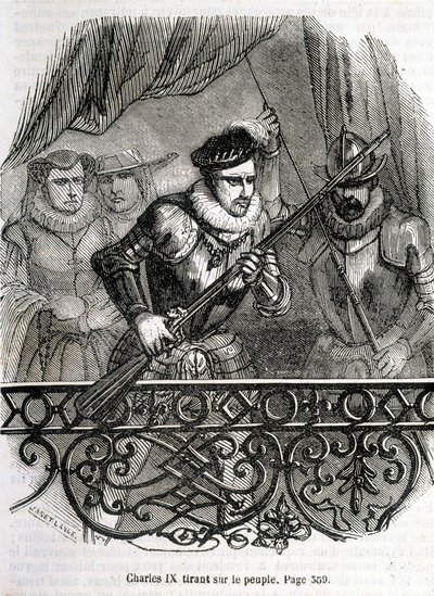 Karl IX. schießt auf das Volk - in „Histoire de France“ von L.-P. Anquetil von French School