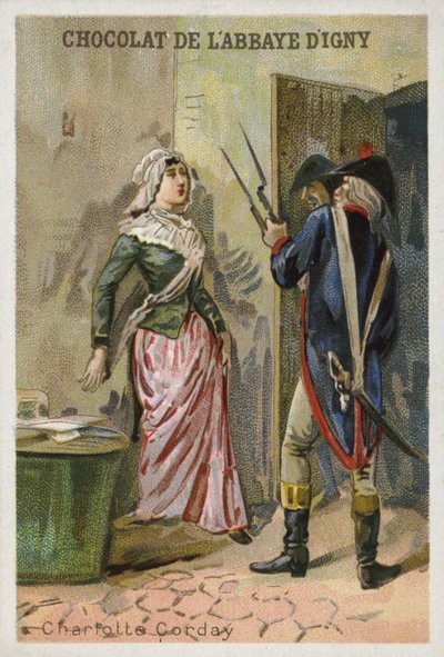 Charlotte Corday, Mörderin des französischen Revolutionärs Jean-Paul Marat von French School
