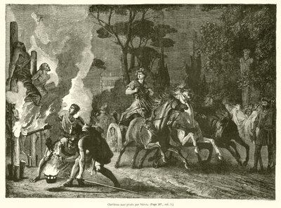 Christen, gemartert von Nero (Gravur) von French School