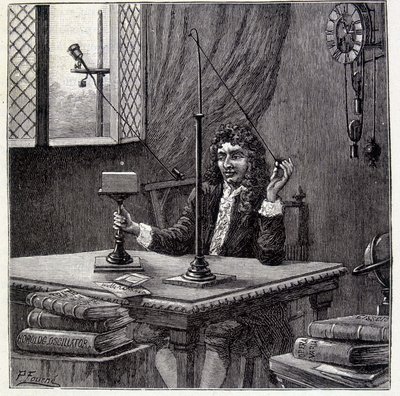 Christian Huyghens beobachtet „die Neigung zur Bewegung“ oder Körperelastizität - in „Physique Populaire“ von Emile Desbeaux von French School