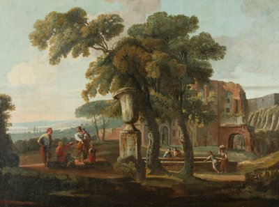 Klassische Landschaft mit Urne, ca. 1700 von French School