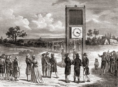 Claude Chappe demonstriert sein erstes Lufttelegrafensystem im Jahr 1791, aus 