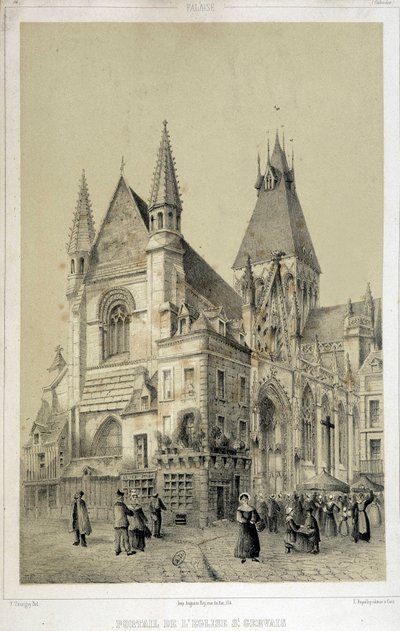 Klippe, Portal der St. Gervais Kirche (Saint Gervais) (Lithografie) von French School