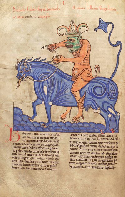 Satan reitet einen Behemoth, aus Liber Floridus von Lambert de Saint-Omer, ca. 1120 von French School