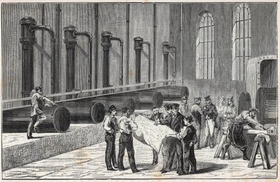 Kompressorapparat mit Druckluft für den Bau des Mont-Cenis-Tunnels nach Vorschlag von Jean Daniel (Jean-Daniel) Colladon - Gravur in „Sciences brought to the graces of all - physics and chemistry“ von Alexis Clerc - Ende des 19. Jahrhunderts - Pr von French School