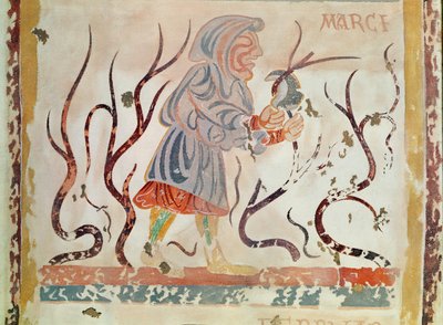 Kopie eines mittelalterlichen Originals, das den März darstellt, aus den Monatsarbeiten, aus der Chapelle de Pritz, Laval von French School