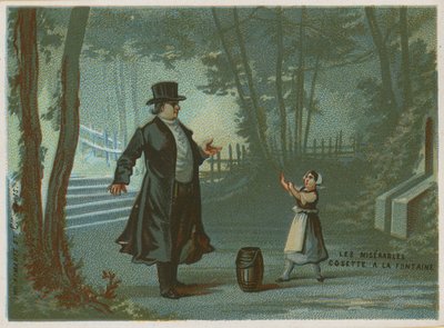 Cosette am Brunnen; Szene aus Les Miserables von Victor Hugo von French School