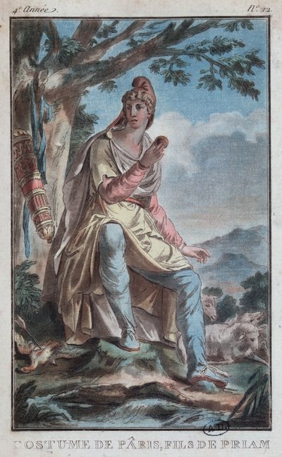 Kostümentwurf für Paris als Hirte auf dem Berg Ida von French School