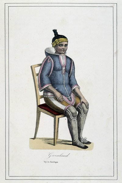 Kostüm von Grönland - in „Album des voyages, les peuples de la terre“ von Abbé Paul Jouhanneaud, Librairie des Bons Livres, Limoges von French School
