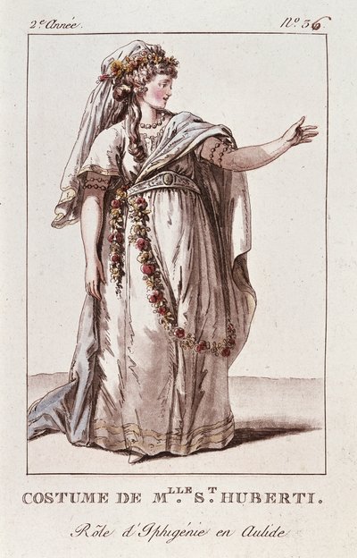 Kostüm von Miss Huberti für die Rolle der Iphigenie in Aulide von Gluck von French School