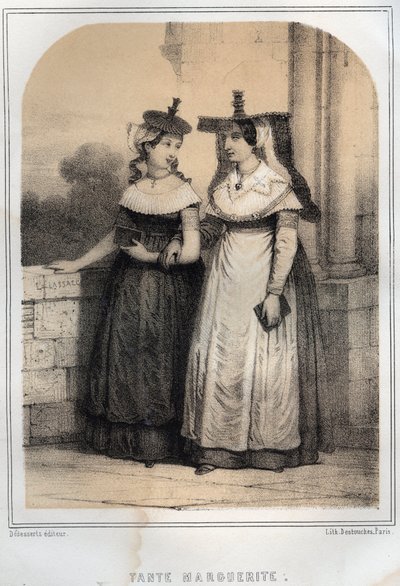 Kostüme der Bourgogne - Gravur in „Les sources de mon oncle - Erinnerungen und Reiseberichte“ von Moring Michel - Ende des 19. Jahrhunderts. von French School