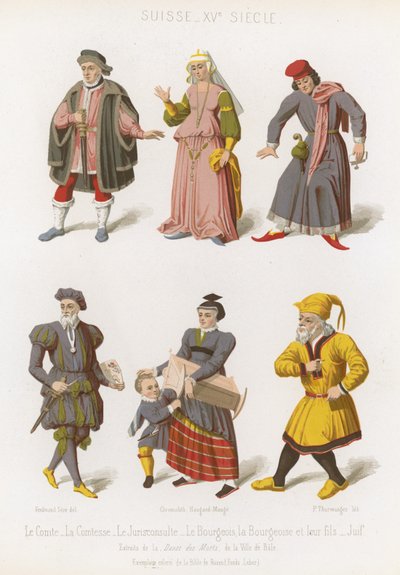Graf und Gräfin, Bourgeoisie und ihr Sohn, Rechtsberater und ein Jude von French School