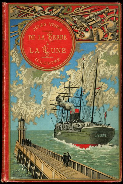 Buchcover „Von der Erde zum Mond“ von Jules Verne, 1865 (Hetzel/Extraordinary Voyages) von French School