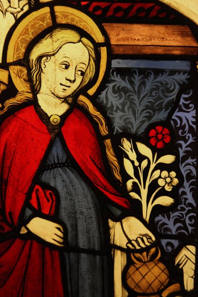 (Detail) Darstellung der Jungfrau Maria bei der Verkündigung, ursprünglich aus dem Oberrhein von French School