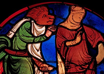Darstellung eines Teufels und einer Frau, aus der Ste Chapelle, Bay D von French School