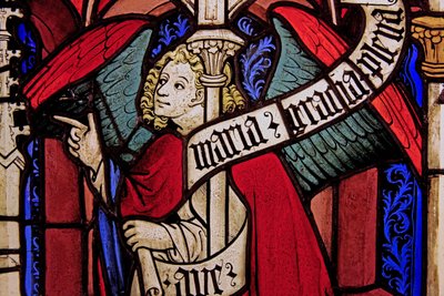 Der Engel Gabriel bei der Verkündigung, ursprünglich aus dem Oberrhein von French School