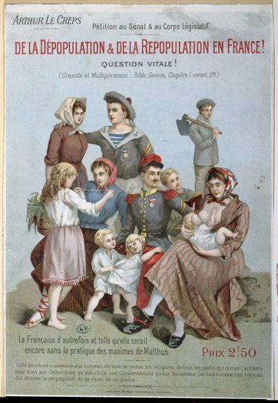 Entvölkerung und Wiederbevölkerung in Frankreich, Broschüre von Arthur Le Creps gegen den Malthusianismus, 1895 von French School