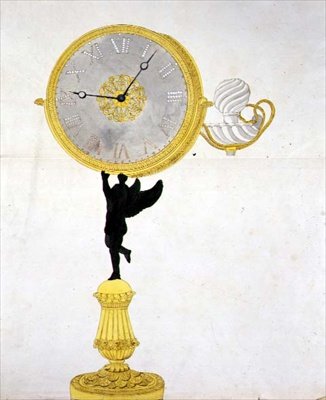 Entwurf für eine vergoldete Uhr, ca. 1825 von French School