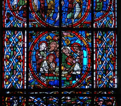 Detail aus einem Fenster, das die Grablegung darstellt, aus dem Tod und der Himmelfahrt der Jungfrau Maria von French School