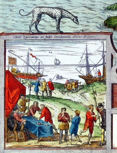 Detailansicht des Hafens von Cadiz mit Handel mit Westindien von French School