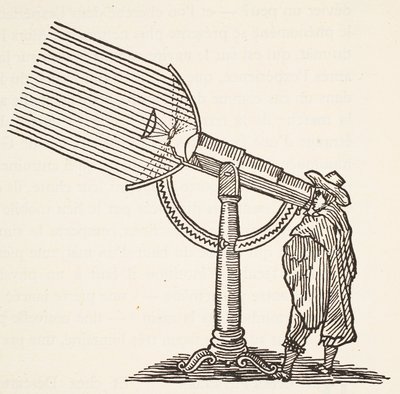 Dioptrisches Teleskop, Kopie eines Stichs von Boris Mestchersky, Illustration aus Histoire de la Nation Francaise, Sciences, Bände I & II, von Gabriel Hanotaux, 1924 von French School